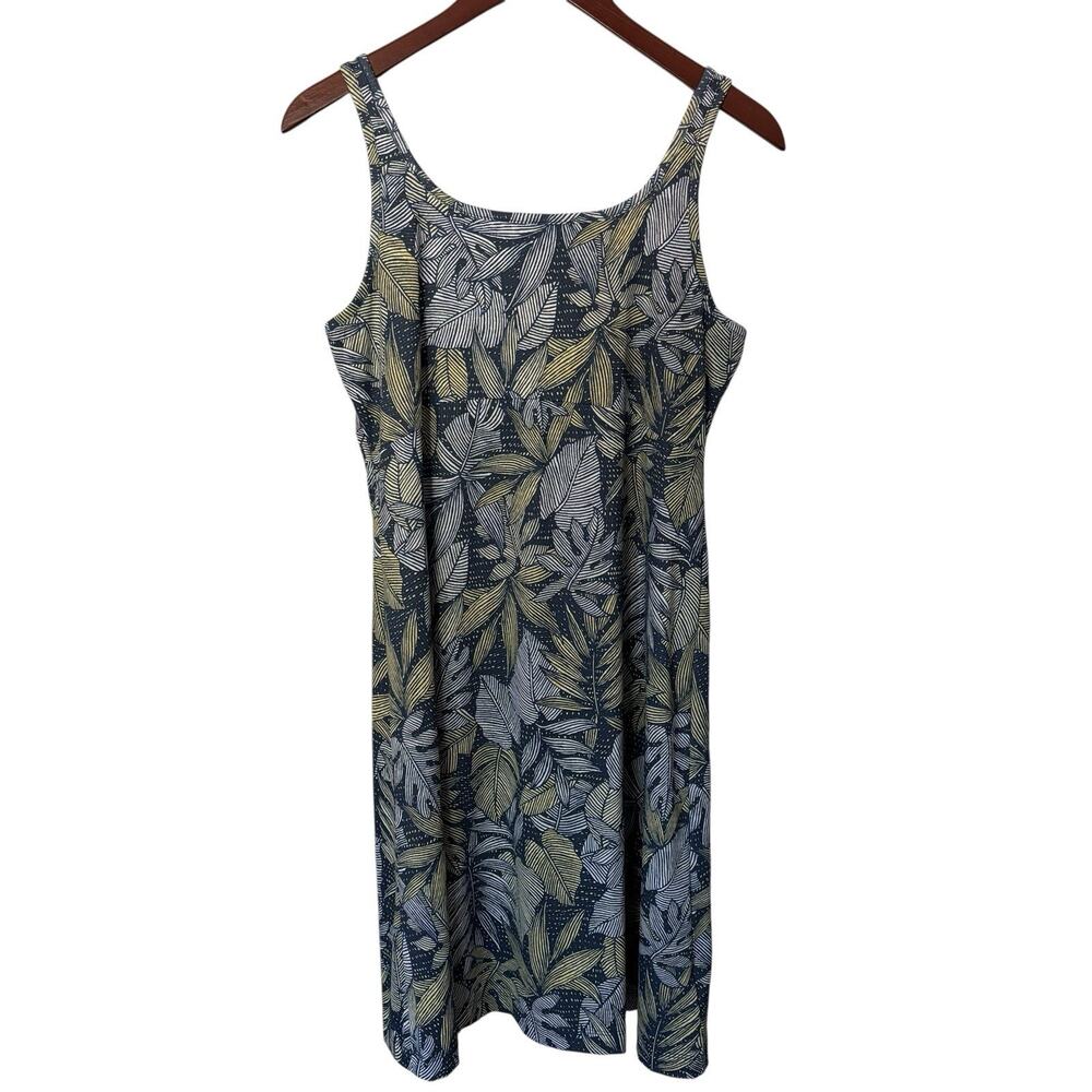 Columbia Blue and Green Leaf Print Mini Dress